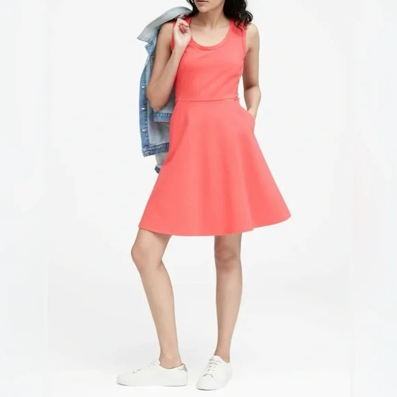 Banana Republic | Dresses | Banana Republic Nwt Coral Stretch Ponte  Fitandflare Dress Size | Poshmark